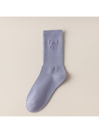 Rufia - Delicate Bow Embroidered Ribbed Crew Socks product image 9