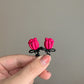 Raspberry Balloon Flower Stud Earrings
