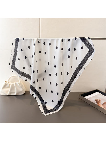 Scarvii Polka Dot Border Print Square Scarf