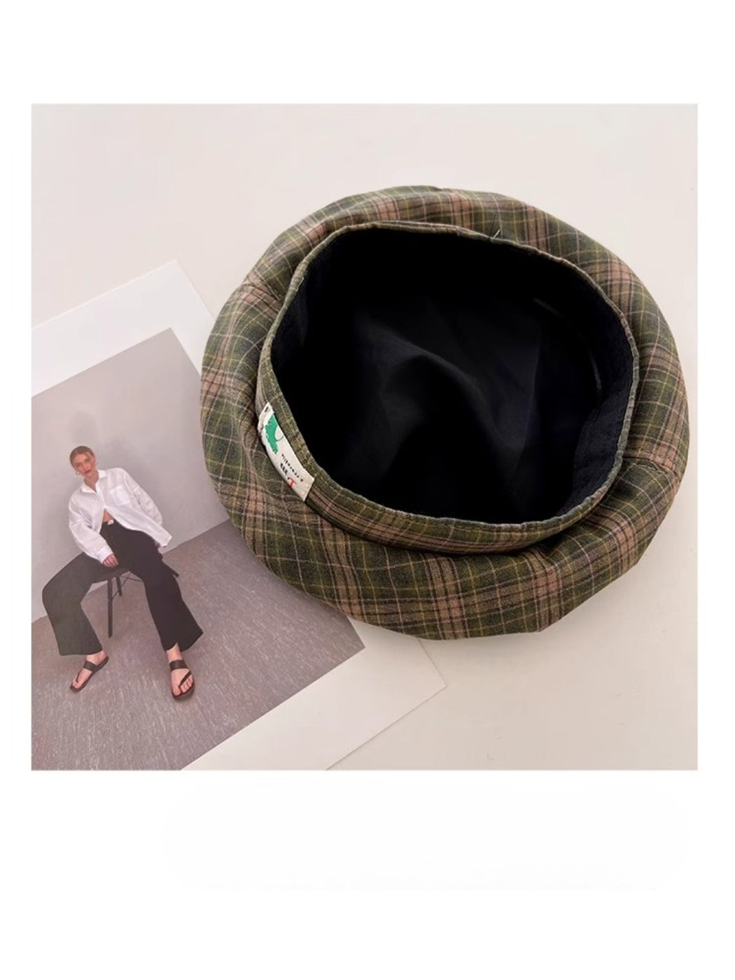 Haila - Plaid Patch Casual Beret Hat