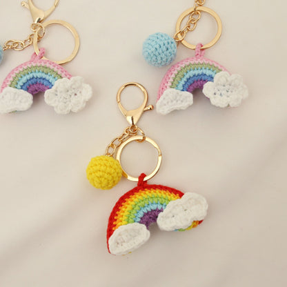 Koco Knitted Rainbow Keychain showing knit texture
