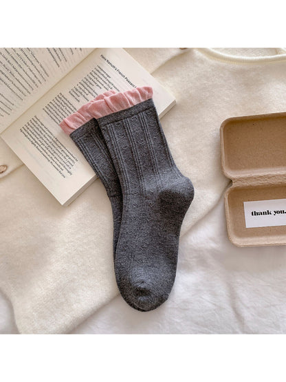 Rufia - Textured Ruffle Cuff Crew Socks product image 8