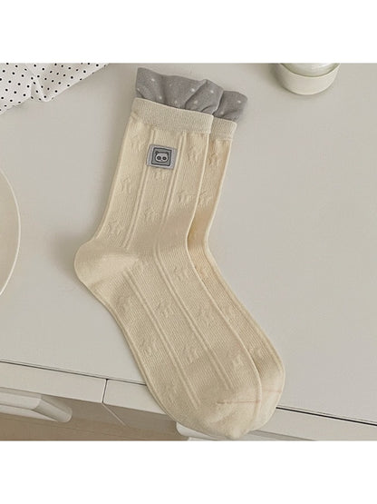 Rufia - Simple Bear Motif Crew Socks