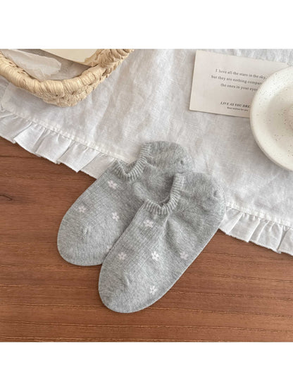 Rufia - Minimal Floral Pattern Women's Boat Socks
