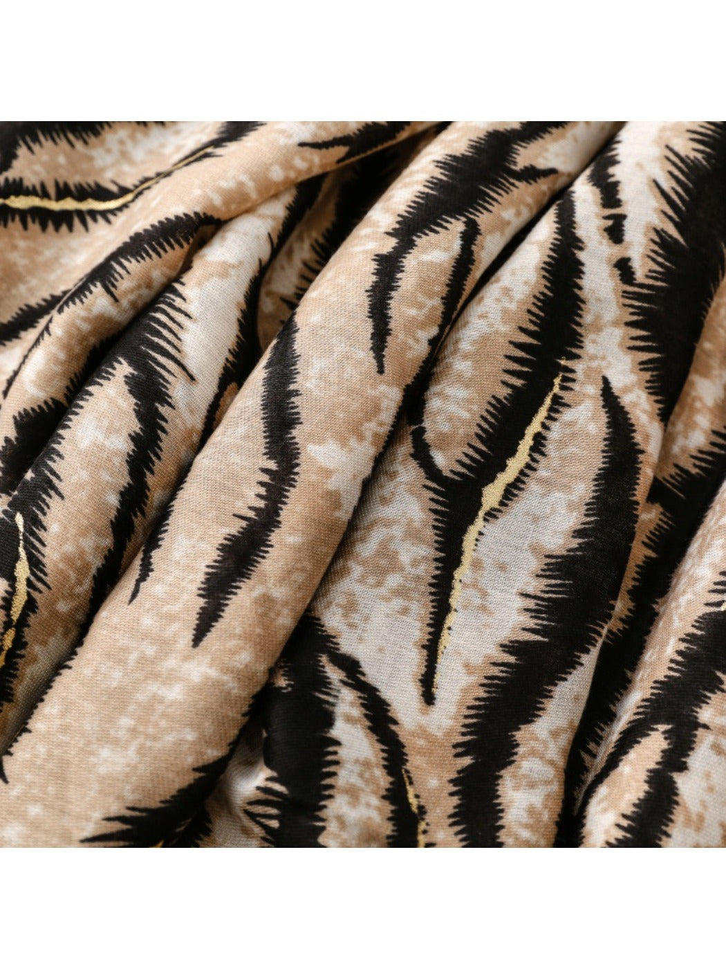 Scarvii - Zebra Print Scarf & Shawl with Gold Foil Fringe