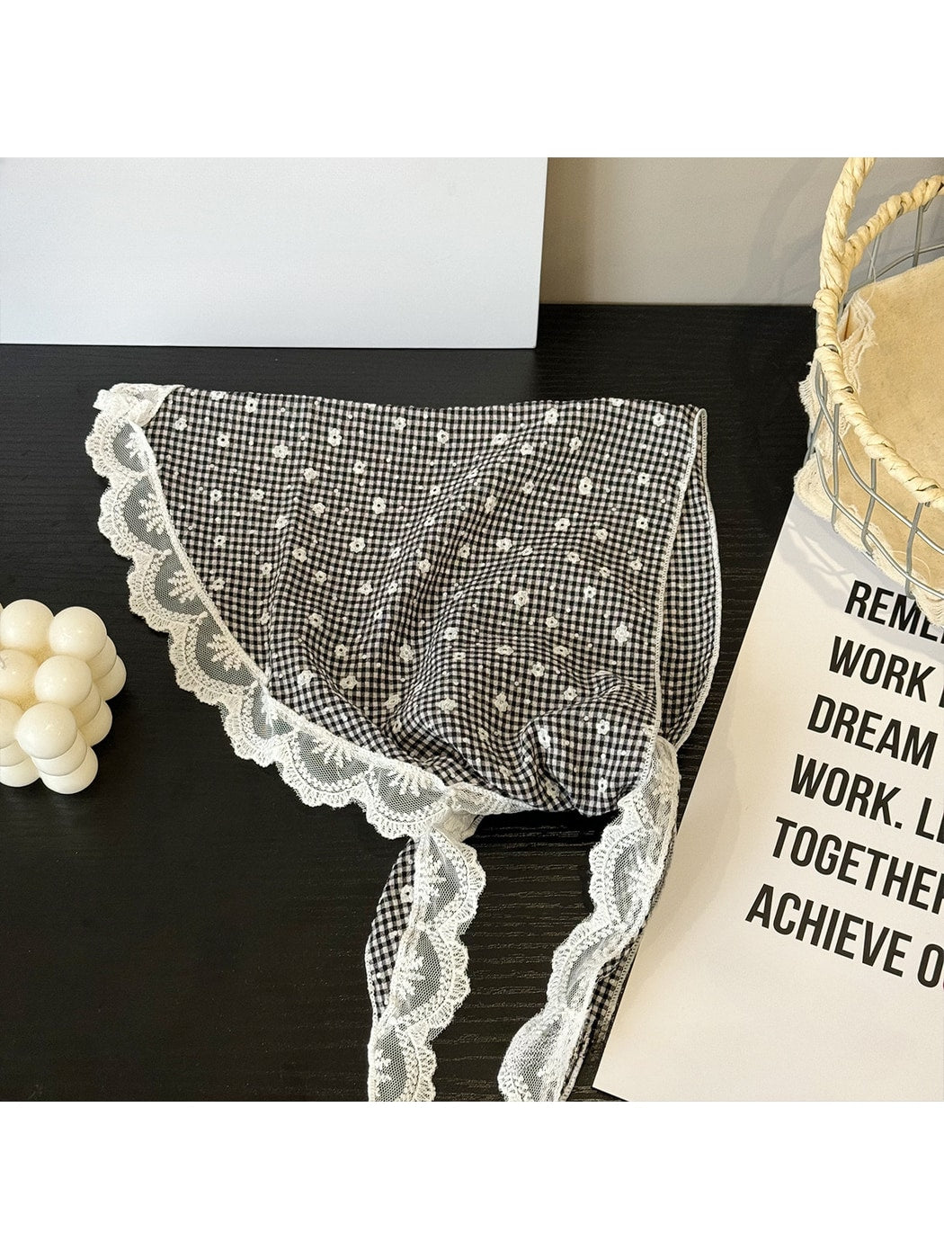 Scarvii - Floral Lace Trim Triangle Bandana
