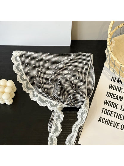 Scarvii - Floral Lace Trim Triangle Bandana