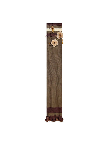Cozyra - Floral Ribbed Women's Knit Leg Warmers