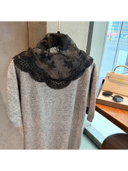 Scarvii - Floral Sheer Lace Triangle Scarf