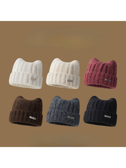 Haila - Soft Ribbed Cat Ear Knit Beanie