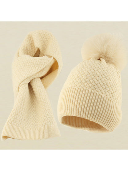 Haila - Brimless Knit Beanie and Scarf Set