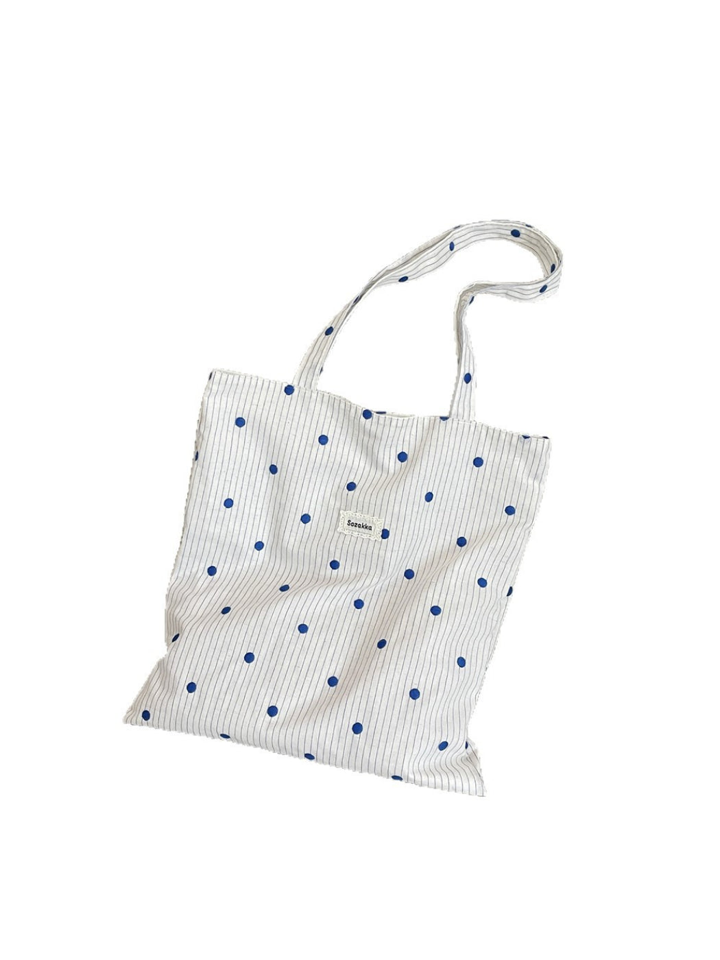 Cosbai - Polka Dot Pinstripe Tote Bag