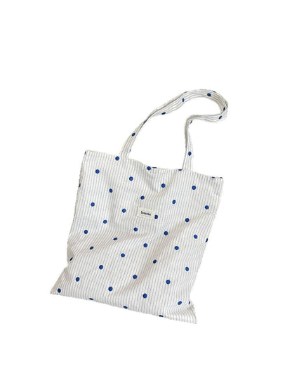 Cosbai - Polka Dot Pinstripe Tote Bag