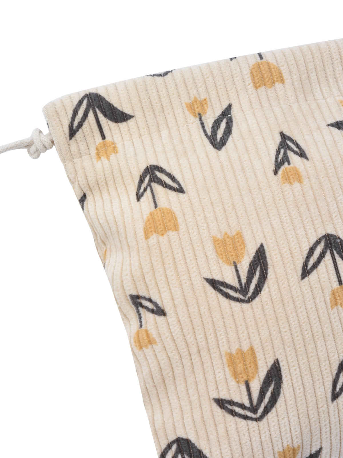 Cosbai - Floral Corduroy Drawstring Pouch
