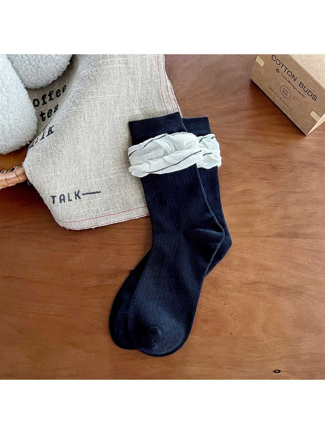 Rufia - Layered Ruffle Cozy Crew Socks