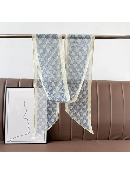 Scarvii - Blue Modern Styling Print Narrow Scarf