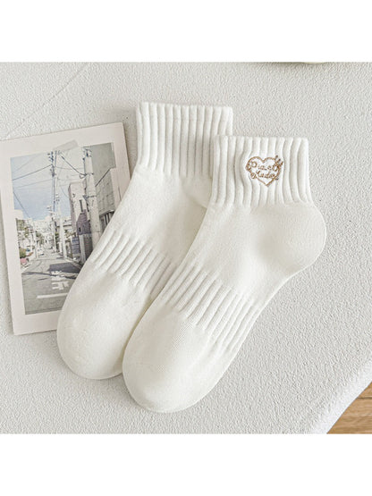 Rufia - Heart Embroidery Ribbed Crew Socks product image 3