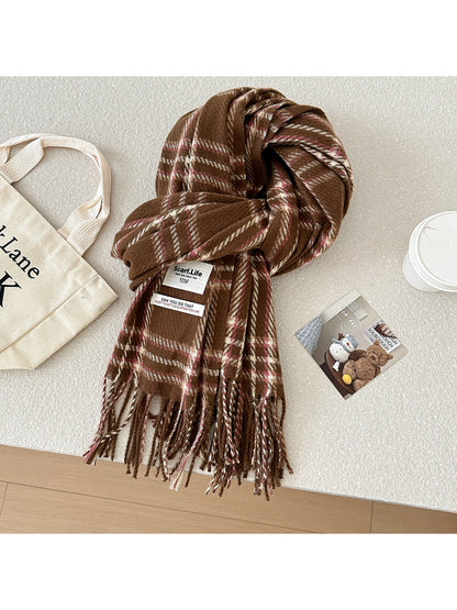 Scarvii - Classic Plaid Fringe Winter Scarf