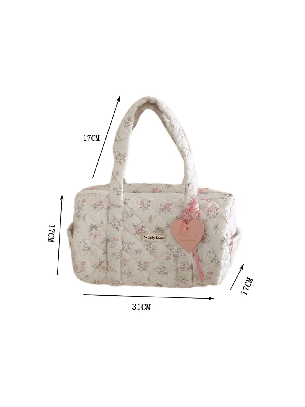 Cosbai Quilted Floral Duffle Bag with floral pattern and gold-tone zipper pull