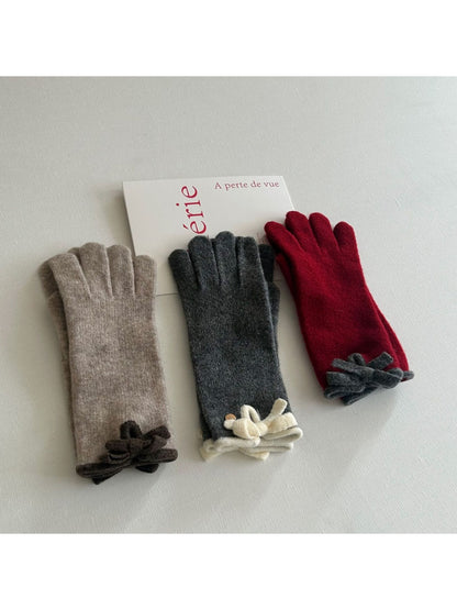 Gloving - Cute Knitted Gloves with Bow & Touchscreen