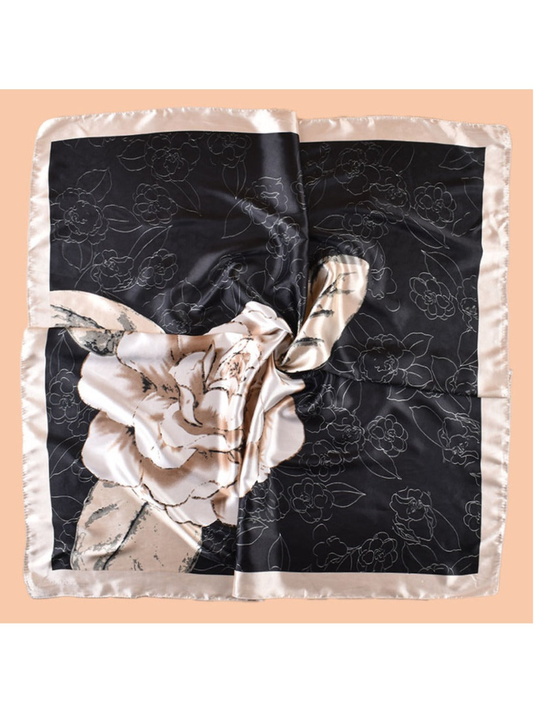 Scarvii - Square Scarf with Elegant Camellia Print