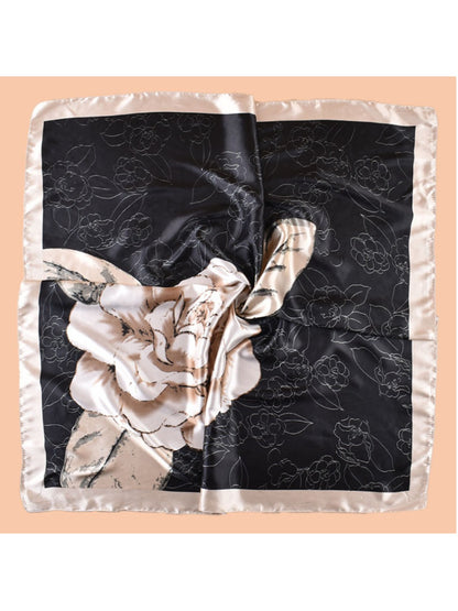 Scarvii - Square Scarf with Elegant Camellia Print