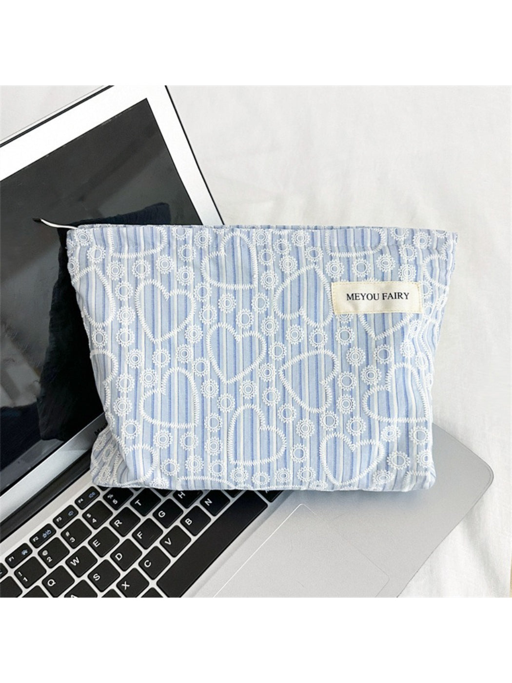 Top view of Cosbai cosmetic bag showing open and interior
