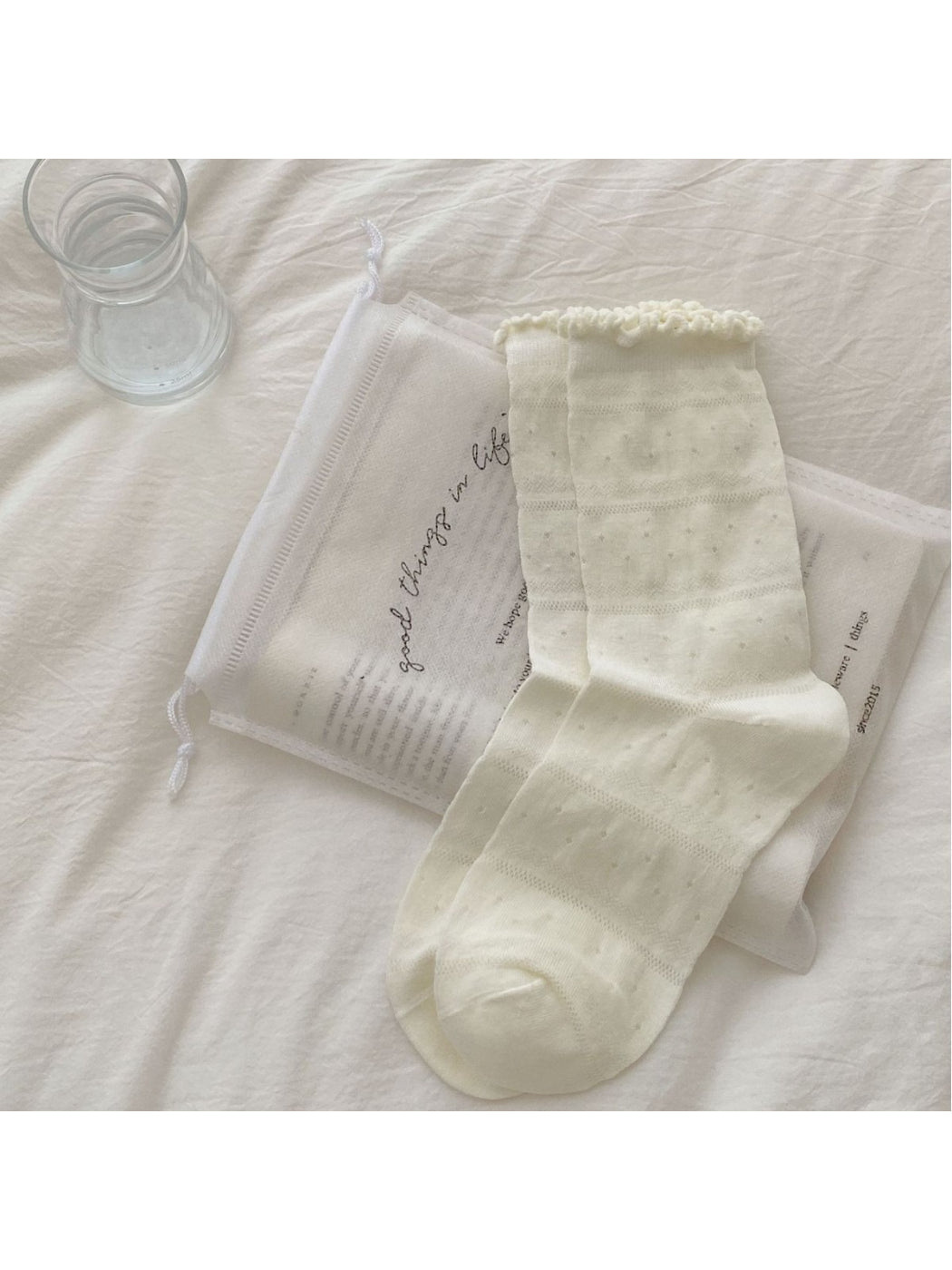 Rufia - Sheer Lace Mesh Crew Socks - image 3