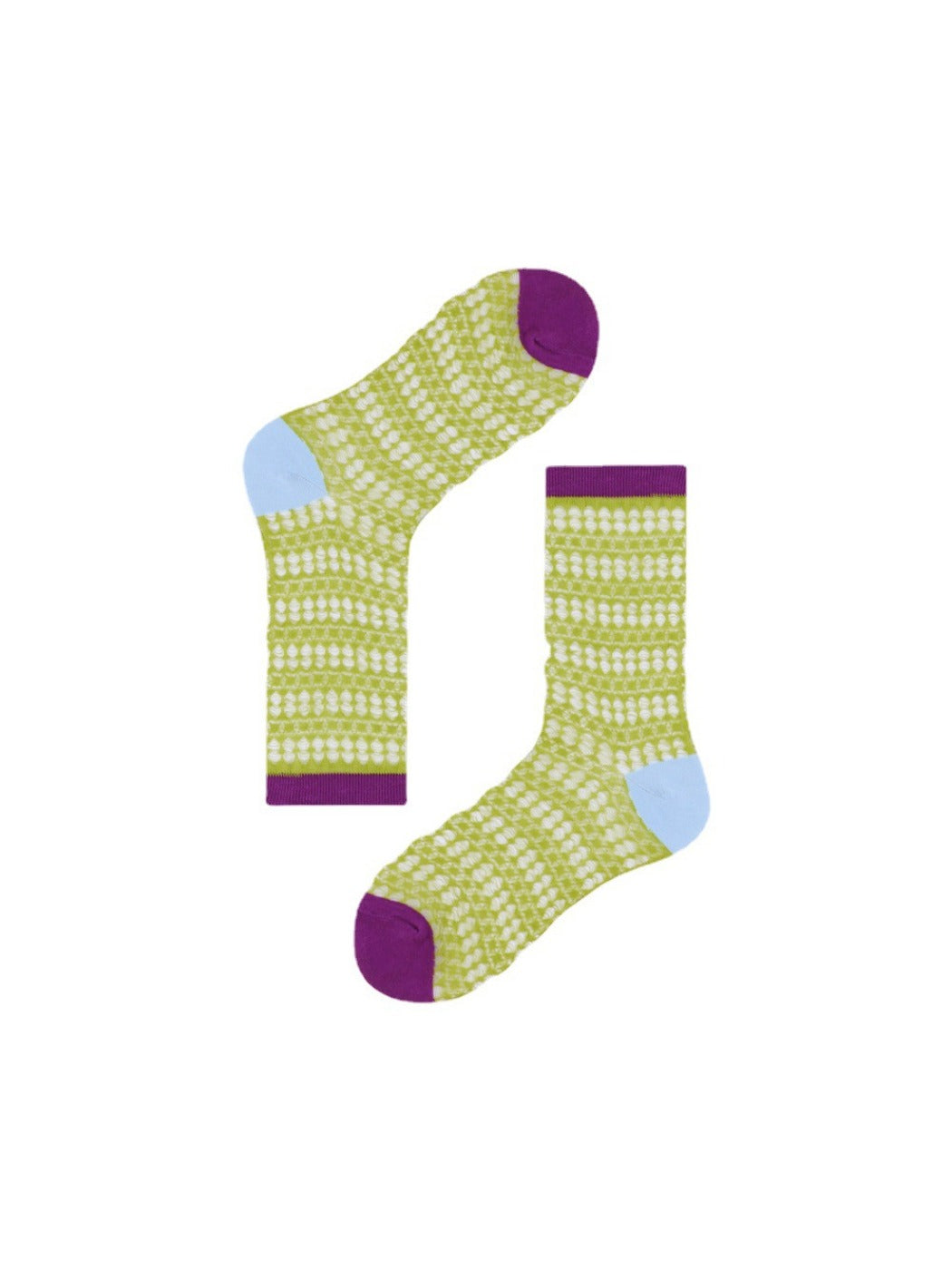 Rufia - Sheer Shell Mesh Colorblock Ankle Socks