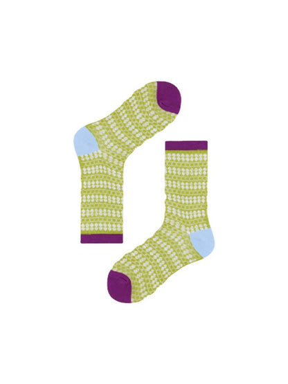 Rufia - Sheer Shell Mesh Colorblock Ankle Socks