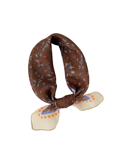 Scarvii - Botanical Print Contrast Border Square Scarf