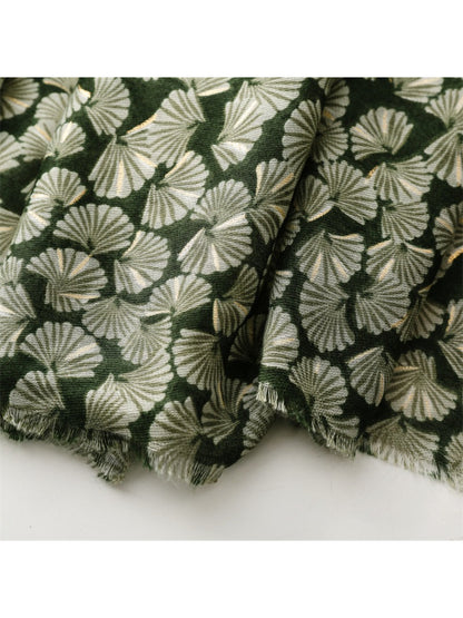 Scarvii - Lightweight Allover Leaf Print Scarf