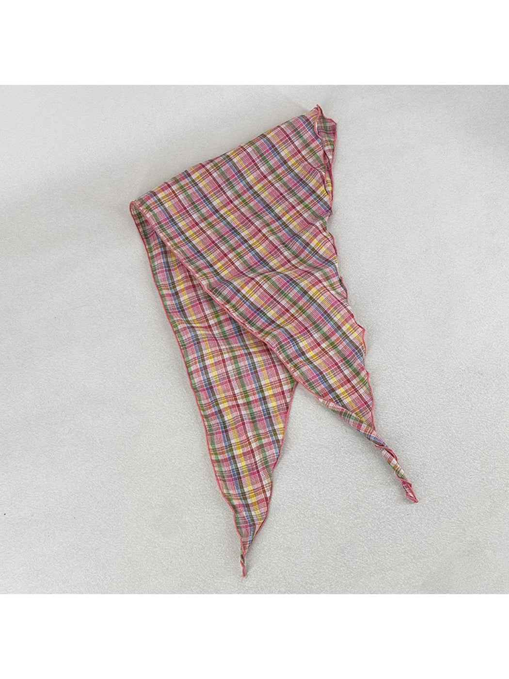 Scarvii Colour Check Bandana Scarf laid flat displaying full check design