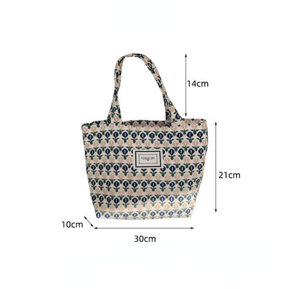 Cosbai Floral Corduroy Mini Tote Bag with size guide
