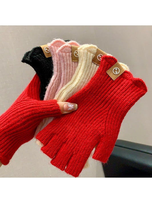 Gloving - Retro Ribbed Half Finger Winter Gloves