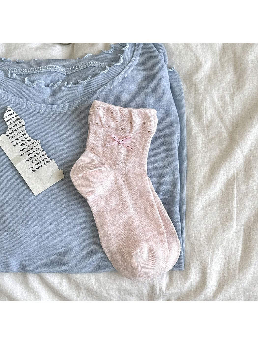 Rufia - Polka Dot Bow Casual Ankle Socks