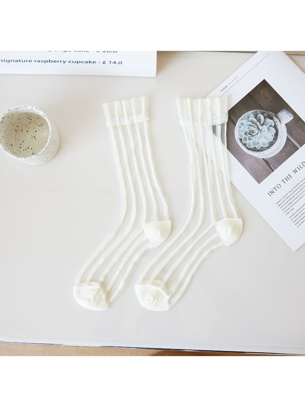 Rufia Sheer Stripe Panel Crew Socks product image 4