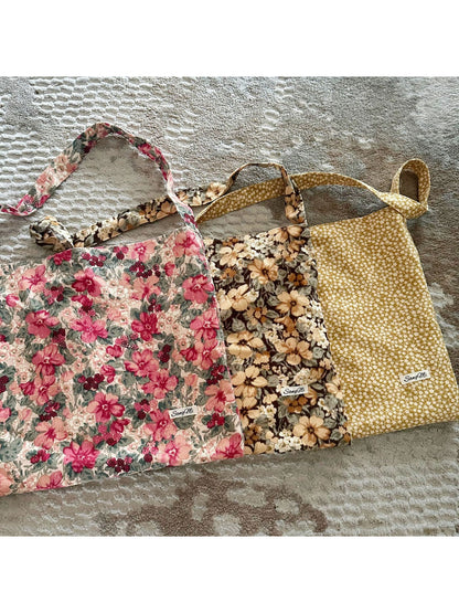 Cosbai - Soft Floral Pattern Casual Shoulder Tote Bag