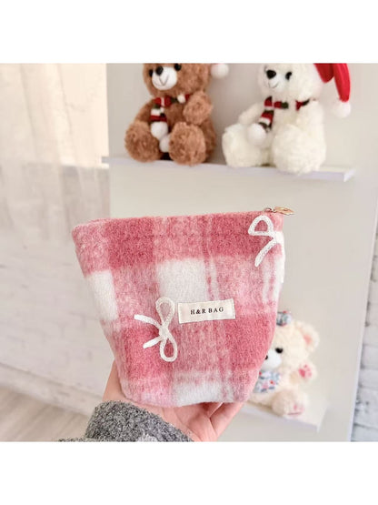 Cosbai - Bow Print Handheld Women's Makeup Bag