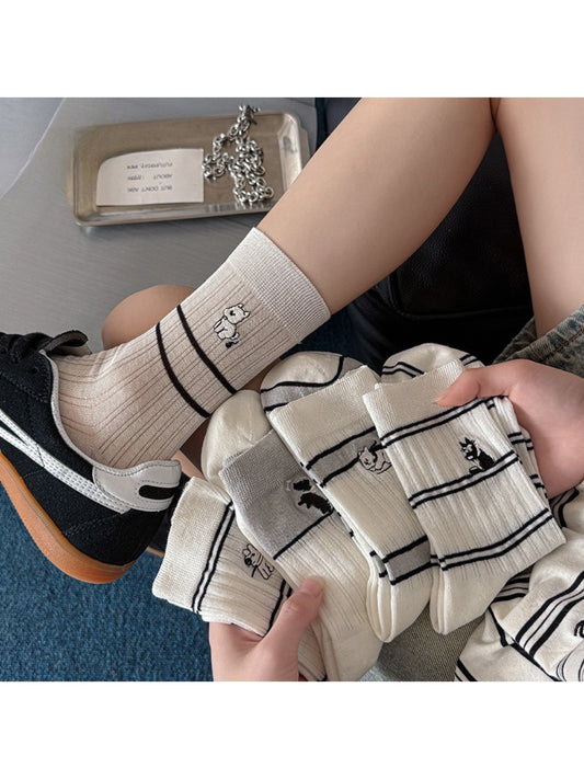 Rufia - Striped Animal Detail Crew Socks product image 1