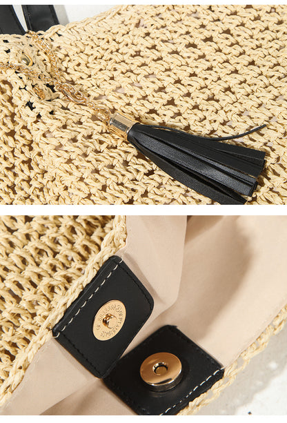 Cosbai - Large Capacity Vintage Straw Woven Bag