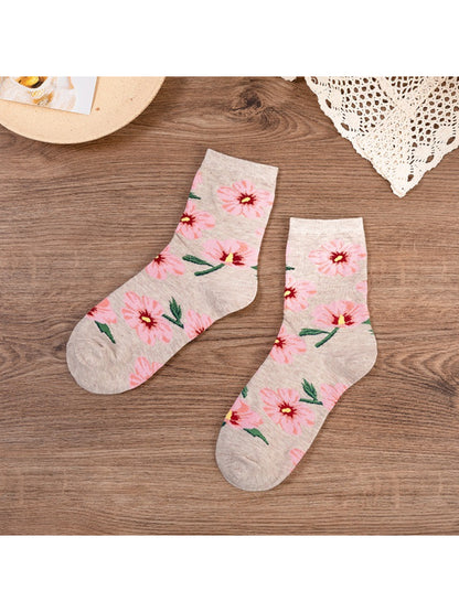 Rufia - Vintage Garden Floral Knit Crew Socks