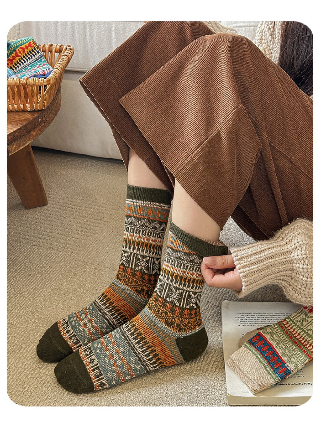 Rufia - Retro Style Mid-Calf Socks for Women