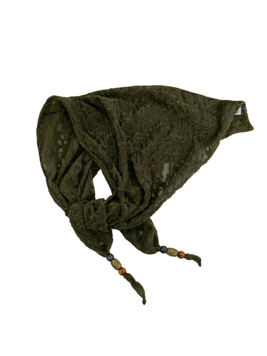 Scarvii - Korean Style Scarf Shawl with Wood Bead Trim