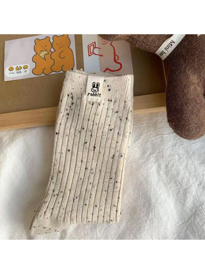 Rufia - Flecked Rib Knit Crew Socks