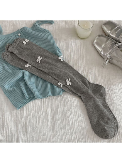 Rufia - Bow Details Muted Knee-high Socks