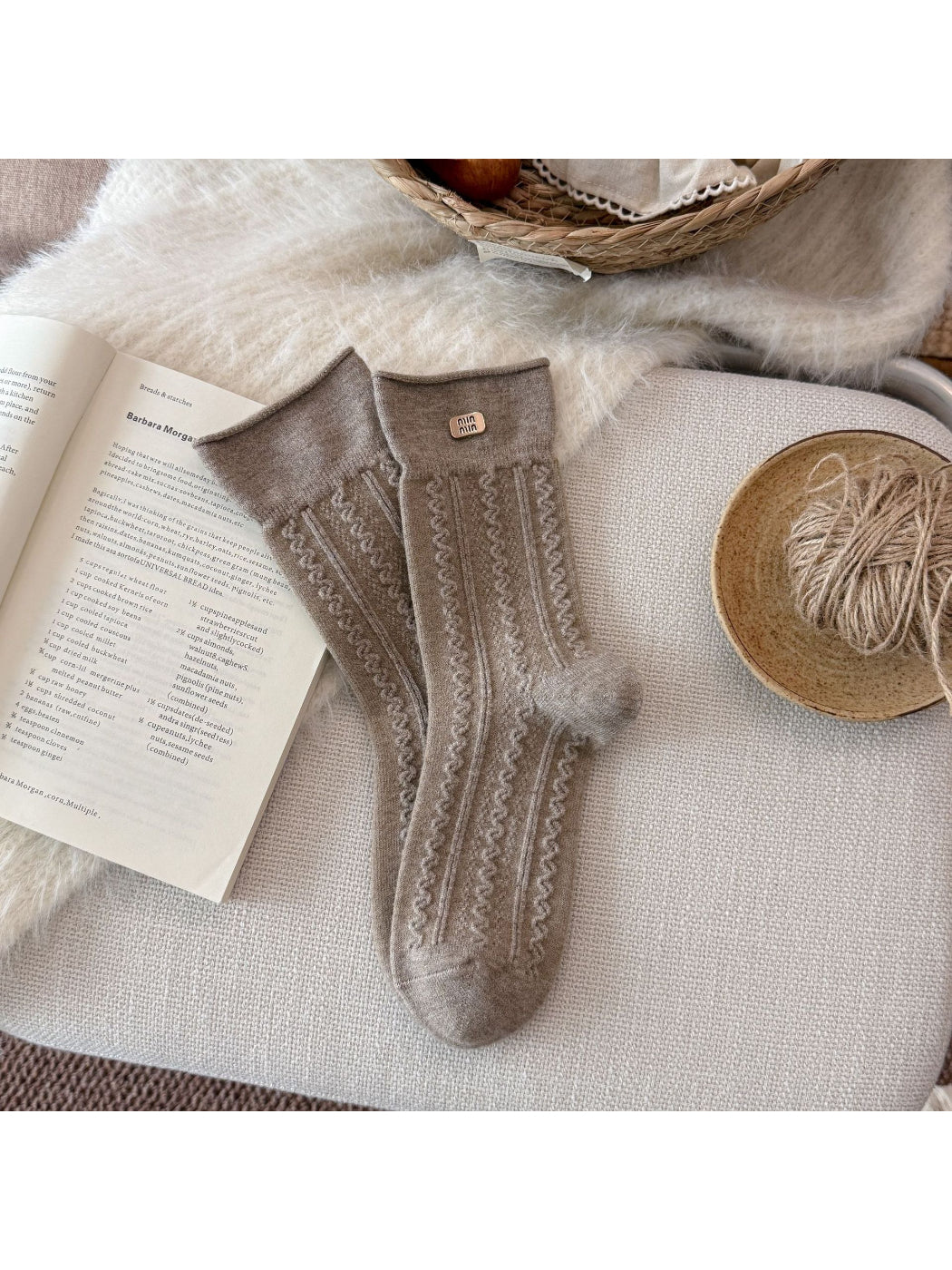 Rufia - Bow Detail Mixed Pattern Crew Socks