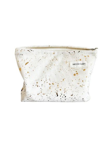 Cosbai Abstract Speckle Cosmetic Bag with multicolor speckled pattern on white background
