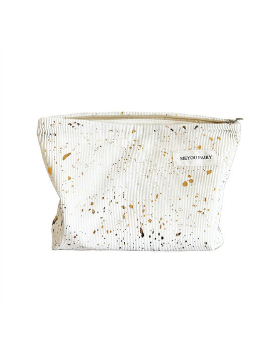 Cosbai Abstract Speckle Cosmetic Bag with multicolor speckled pattern on white background