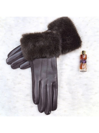 Gloving - Faux Fur Cuff Full Finger Winter Gloves